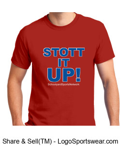 STOTT IT UP T-SHIRT - RED w/ Blue Lettering Design Zoom
